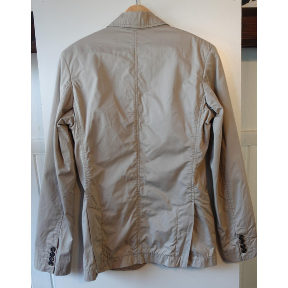 Burberry London Blazer Jacket Womens 46 Beige Check Lining Coat Minimalist Chic - Picture 4 of 9